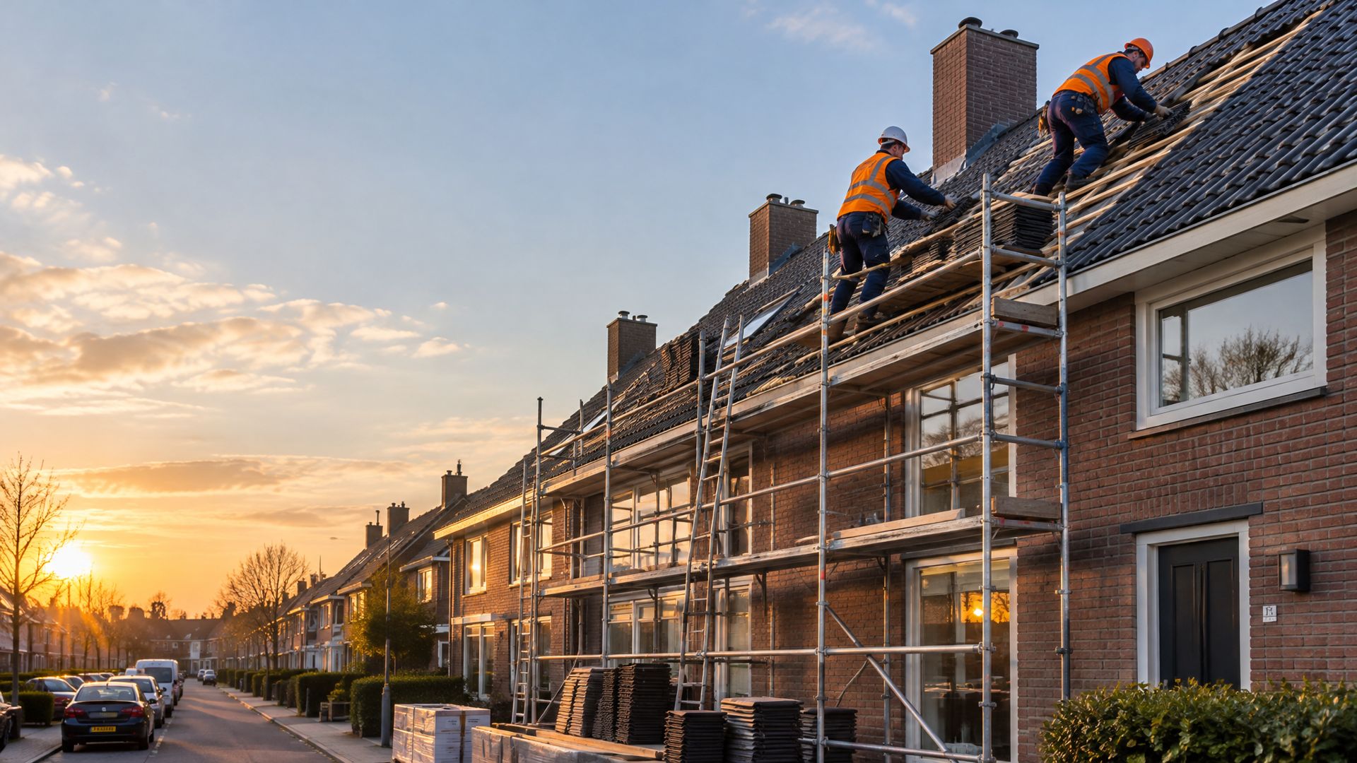 Nederlandse rijtjeswoningen met pannendaken